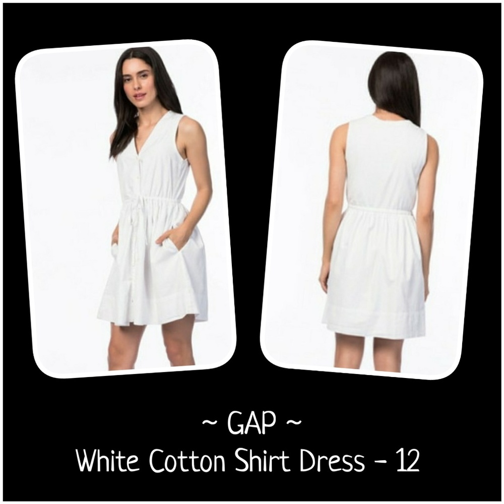 GAP White Sleeveless Cotton Shirt Dress Size 12